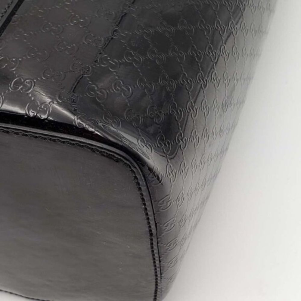 Authentic Gucci Micro GG Guccissima Patent Leather Tote Bag Black Shoulder Bag - Picture 10 of 16